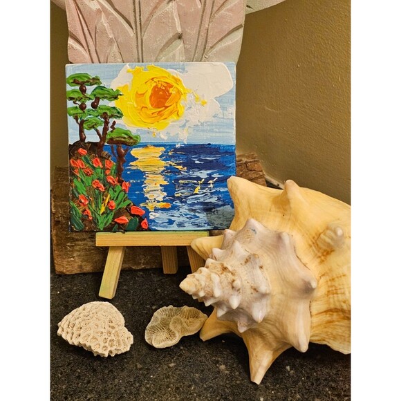 Tropical Painting Original Art Impasto Palette Knife Hawaii Beach Seascape Ocean - Picture 5 of 10